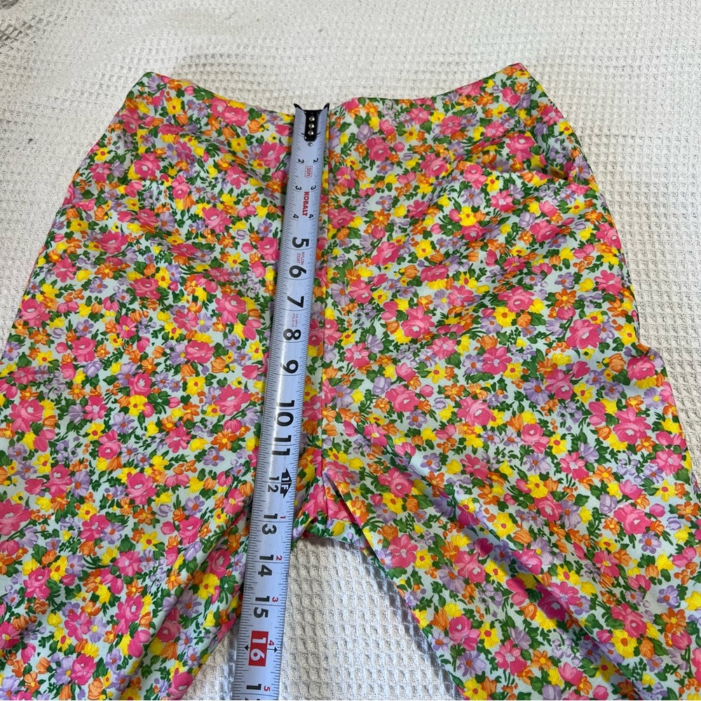 Vintage 70’s Flower Power Bright Floral Pants Trousers Straight Flare Leg Medium - Picture 6 of 16